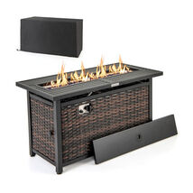 45 Inch Propane Rattan Firepit Table with Glass Stones and Protective Co... - €327,37 EUR 45 Inch Propane Rattan Firepit Table with Glass Stones and Protective Co... - €327,37 EUR