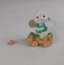 1988 Hallmark Merry Miniature Easter Bunny In Wagon 2&quot; Mini Figure - £3.61 GBP