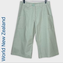 Women&#39;s World New Zealand pale sage wide leg lagenlook crop pants size m... - £67.64 GBP