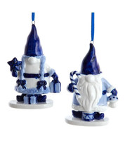 Kurt Adler Set Of 2 Porcelain Delft Blue Gnome Christmas Ornaments J7793 - £15.68 GBP