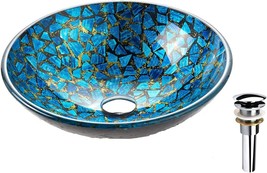 Fanwin Star Hyacin Series Round Tempered Mosaic Deco Glass Vessel, La602 - £217.41 GBP