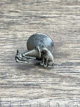 Vintage Silver Tone RCA Phonograph Dog Hat Lapel Pin Estate Jewelry Find - $9.89