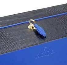 Brizard Black Alligator and Blue Leather Airflow Humidor 60 / 70 ct Made in USA image 5