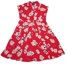 NWT Collectif Liza Cat Croupier Midi in Red Your Royal Cuteness Shirt Dress 20 - £63.61 GBP