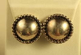 Vtg Sterling Signed Leonard Schmallie Solid Polished Round Button Stud Earrings - £75.41 GBP