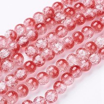 50 Crackle Glass Beads 8mm Red White Mixed Ombre Bulk Jewelry Supplies Mix - £3.58 GBP