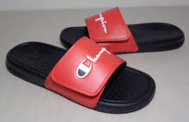 Champion Size 5 M LOGO SLIDE Red Black Sandals New Girls Kids Shoes - £78.34 GBP