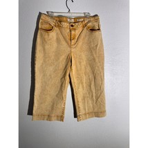 LOGO Lori Goldstein Yellow Cropped Boyfriend Jeans Size 14 - $27.72
