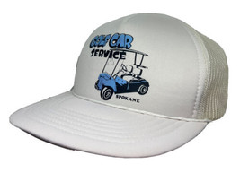 Vintage Golf Car Service Cap Spokane WA Golfing Cart White Mesh Back Trucker Hat - £15.56 GBP