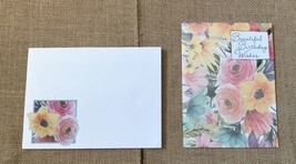 Vintage Joy Hall Wildflowers Muted Colors Birthday Greeting Card &amp; Envelope - £1.86 GBP