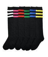 Angelina Referee Knee High Socks 6 Pairs Color Stripes Per Pack 2539BS-BLK - £13.47 GBP