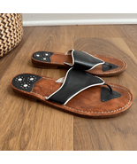 Steven Salario Black White Leather Slip On Flat Sandals 9 - €30,89 EUR