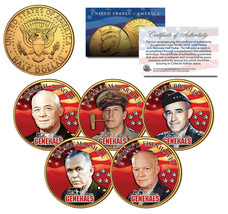 5-STAR Generals U.S. Army Colorized Jfk Half Dollars 5-Coin Set 24K Gold Plated - £22.45 GBP