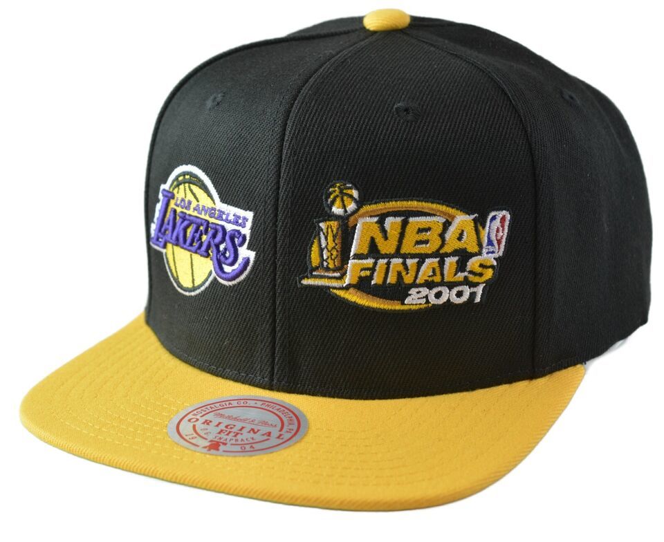 Los Angeles Lakers Double Whammy NBA Finals Mens Snapback Hat by Mitchell & Ness