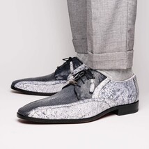 Lucca Stingray and Ostrich Dress Derby's Shoes Gray Newspaper image 9