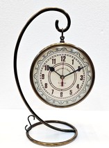 Nautical Brass Table Top Black Powder Coated Victoria Double Clock Home/Office - $74.33