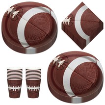 Football Party Game Ball Oval Paper Dinner Plates, Luncheon Napkins, and... - $20.66