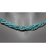  THE TWIST BEADS ERA!  36&quot; NECKLACE OF 4 MM ROUND BEADS TURQUOISE BLENDS - £1.76 GBP