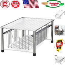 Elegant Chrome Stackable Basket Drawer - Space-Saving Organizer, 16.8&quot; L - $1,070.68 MXN