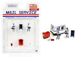 Mail Service 6 piece Diecast Set 2 Male Mail Carrier Figurines &amp; 4 Acces... - $22.96