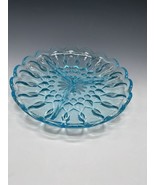 Vtg Anchor Hocking AQUA Blue Divided 3 Section Scallope Edge Tidbit Reli... - $35.56 CAD