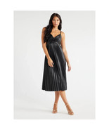 Sofia Jeans Women's Faux Leather Pleated Midi Dress, 45-1/2" Long - Black Sz MED - $24.99