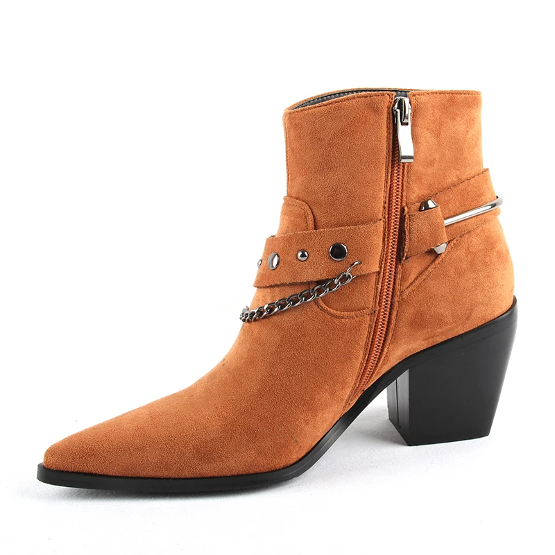 2024 New Boots Women Pointed Toe Mid Heel Ankle Boots Thick Square Heel ... - £109.55 GBP