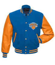 Knicks NY Varsity Jacket Blue Wool Body with Orange Leather Sleeves by D... - $140.00+