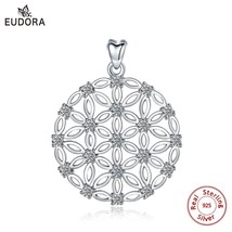 Sterling Silver Flower Of Life Pendant Necklace with Free Box Elegant Jewelry fo - £20.88 GBP