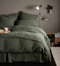 3 PCS Duvet Cover Queen Bedding Set Green Softened Linen Boho Donna Duvet Cover - £27.21 GBP+