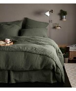 3 PCS Duvet Cover Queen Bedding Set Green Softened Linen Boho Donna Duvet Cover - $32.91 - $179.63