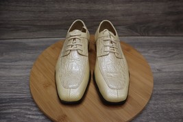 Roberto Chillini Shoes Mens 6 Oxford Slip On Dress Cream Alligator Croco... - £27.36 GBP