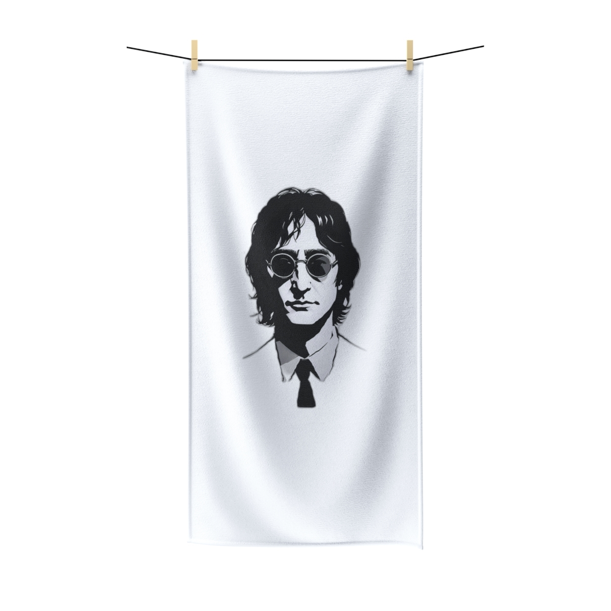 Black and White John Lennon Portrait One-Sided Print Soft Absorbent Bath Towel - $50.47 - $64.89