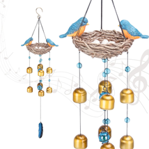 Blue Bird Wind Chime - Wind Bell for outside Indoor Resin Decorative Metal Bronz - £32.86 GBP