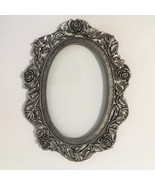 Oval Picture Frame Floral Roses Ornate Metal Vintage 3 1/2&quot; X 5 1/2&quot; Photo  - $28.00