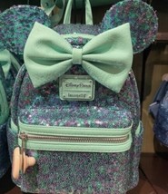 Disney Parks Teal Blue &amp; Purple Sequin Loungefly Mini Backpack New With T - £110.54 GBP