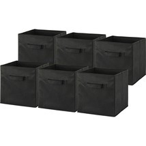 6 Pack - Simplehouseware Foldable Cube Storage Bin, Black - £31.59 GBP