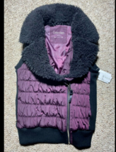 Nwt Calvin Klein Performance Women’s Small Puffer Vest Zip Sherpa Purple - £46.59 GBP