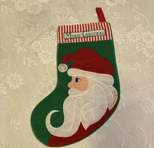 Vintage DAKIN Red Christmas Stocking Santa Soft fleece Stitched - $14.03