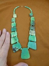v328-7) 23&quot; long graduated green Moss Agate + Opal beaded gemstone necklace - £62.34 GBP