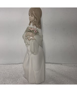 Nadal Porcelain Girl With Pink Flowers Figurine Handcrafted in Spain Tal... - $62.50 CAD