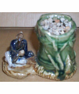 Antique Hand Crafted Vintage Mudman Mud Man Monk Seated Sitting By A Bam... - $1,024.08 MXN