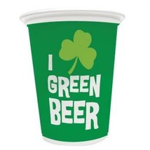St Patrick&#39;s Day Green Beer 16 oz Plastic Cups 8 Pack Tableware Decorations - £14.26 GBP