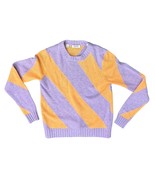 Esprit Purple Orange Diagonal Stripe Cashmere Blend Crew Neck Sweater si... - $42.89 CAD