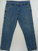 Vintage Wrangler Men&#39;s Blue Distressed Denim Jeans Straight Size 40&quot;W x ... - £9.66 GBP