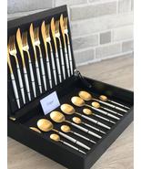 Cutipol Goa Gold White Matte Flatware 24 Pcs Cutlery Set Stainless Steel... - £364.15 GBP
