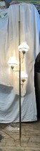 VTG Mid Century Modern Tension Pole Lamp White hobnail Glass Shades Retro 1960&#39;s - £239.79 GBP
