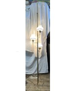 VTG Mid Century Modern Tension Pole Lamp White hobnail Glass Shades Retro 1960's - $299.99