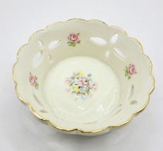 MCM Ceramic Rose-themed Floral Gold-Trimmed Trinket Candy Dish Bowl 4 1/2&quot; - £6.27 GBP