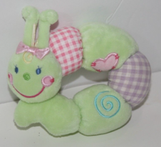 Koala Baby Pastel Plush Green Pink Caterpillar 5&quot; Soft Toy Chime Rattle ... - $22.26